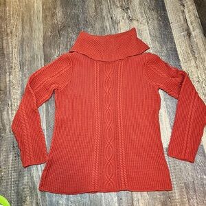 Women's Cable Knit Sweater - burnt orange